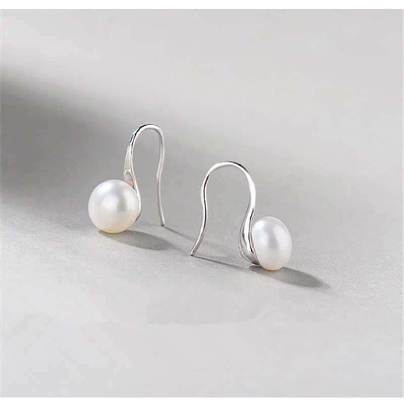 925 Sterling Silver Small Bulb Freshwater Pearl Ear Hook Earrings