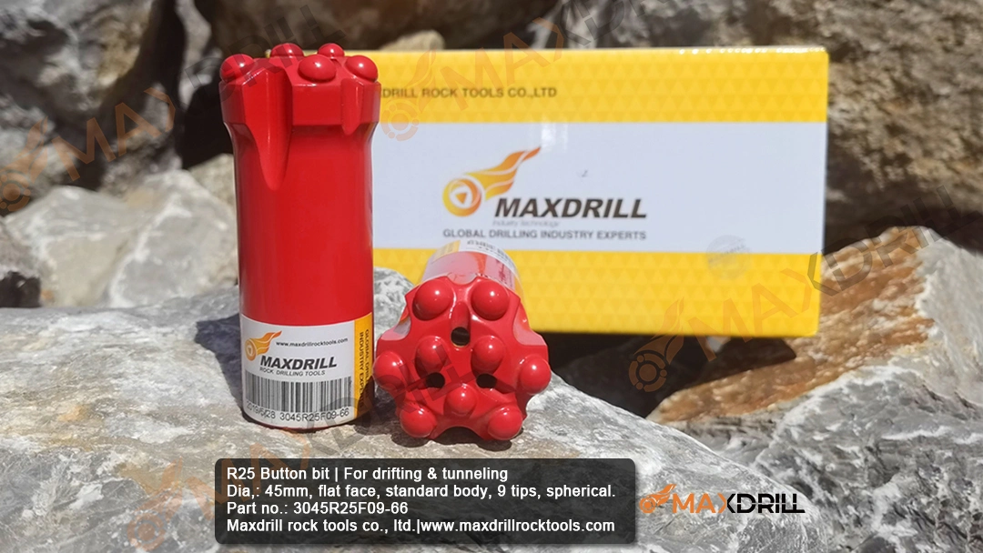 Botón de rosca Maxdrill poco R25 45mm de herramientas de perforación de rocas
