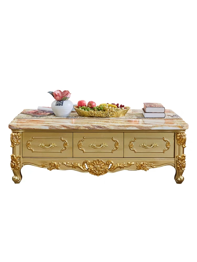 Royal Gold Edge Home Decoration Wooden Living Room Furniture Coffee Table