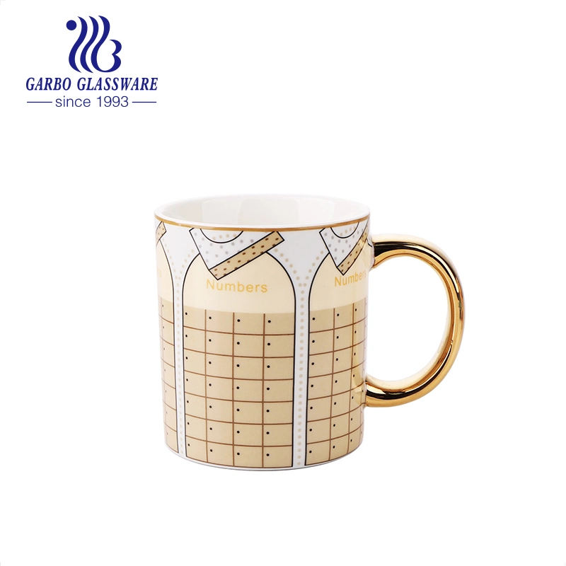 Luxury Gold Rim Porcelain Tea Coffee Mug Customized Design Ceramic Cup with Handle for Gift