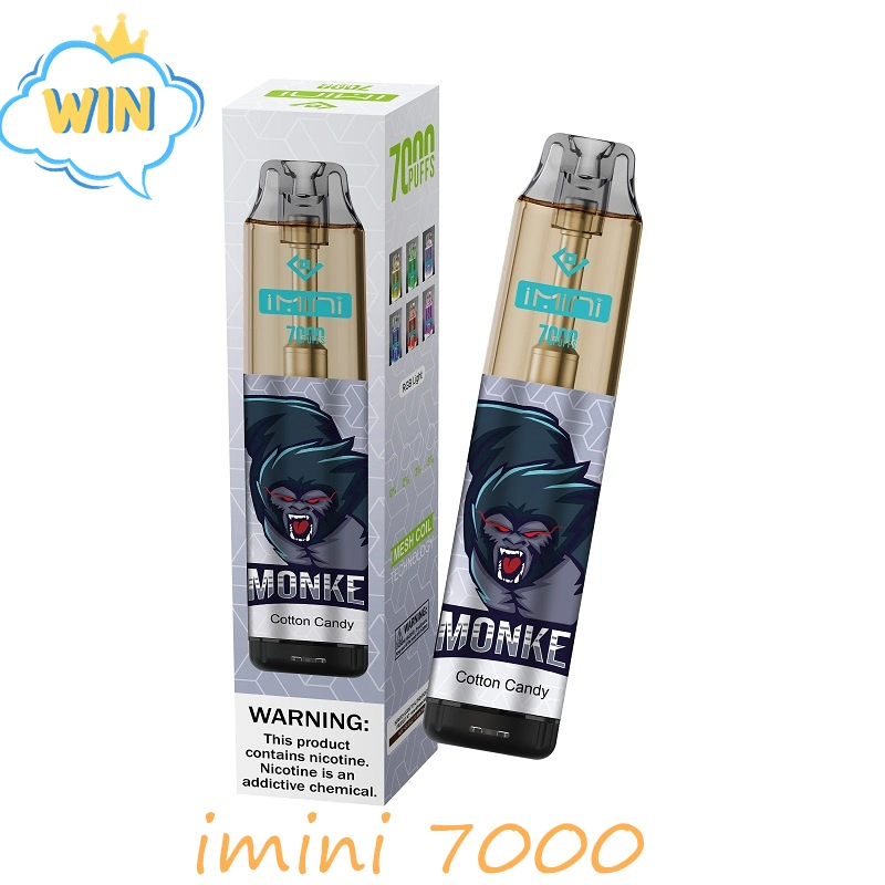 Original Imini Tornado 7000 Puffs 7K stylo à jeter Vape Pene Puff 7000 cigarettes électroniques 15ml Pod mesh Coil 6 RGB rechargeable Appareil à air réglable 0 % 2 % 3 % 5 %