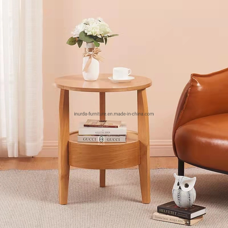 Modern Simple Bedroom Furniture Solid Wood Receptions Round Bedside Table