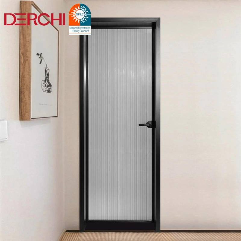 Chinese Style Red Surface Double-Layer Tempered Frosted Glass Good Sound Insulation Aluminium Swing Door