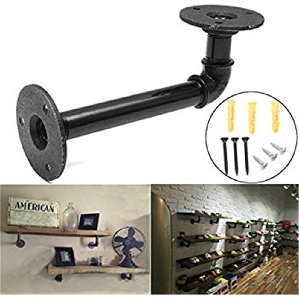 3/4" Industrial Pipes Plumbing Pipe Fittings Black Iron Pipe Shelf Brackets Decorative Home Furniture