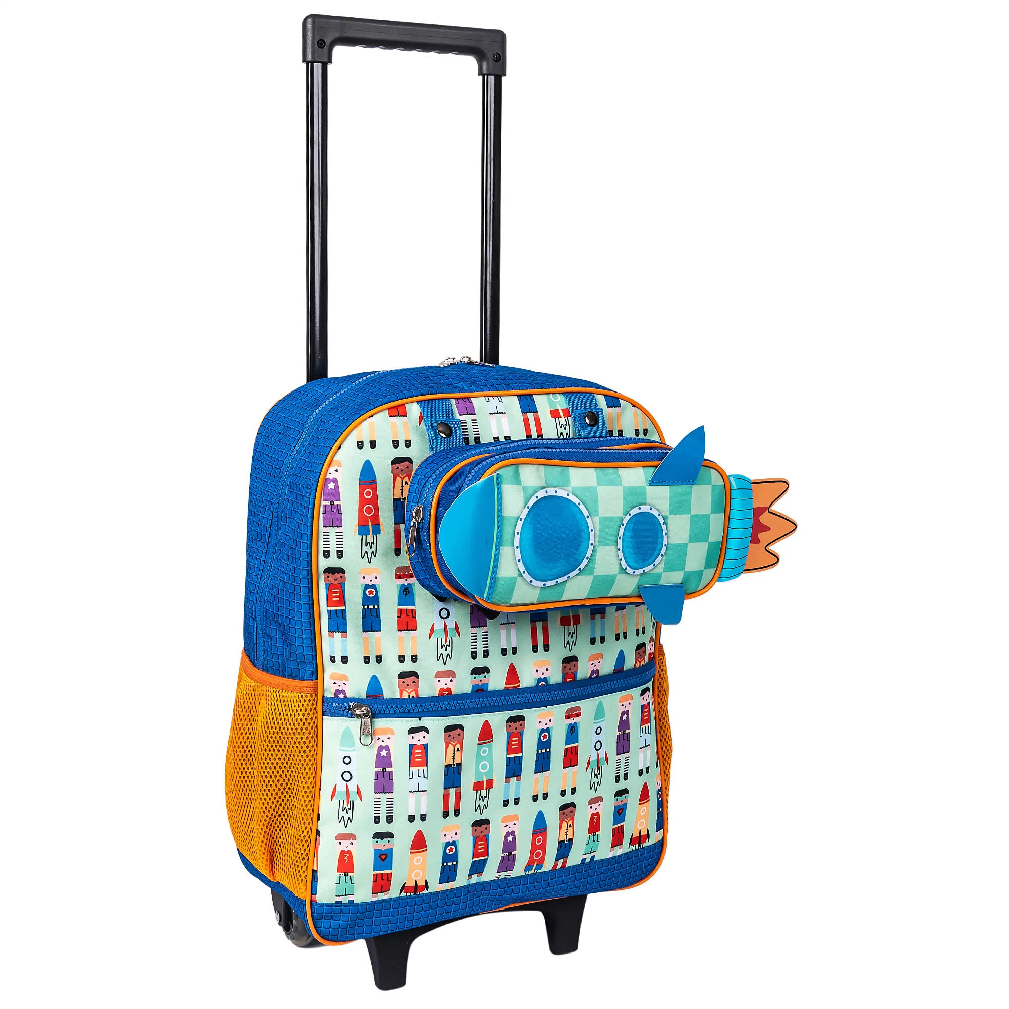 Supermarkt Cartoon Funktionale Schulter Schreibwaren Mädchen Student Kinder Rolling Wheeled Trolley Pen Bleistift Case Cooler Lunch Bag Zurück Schultaschen