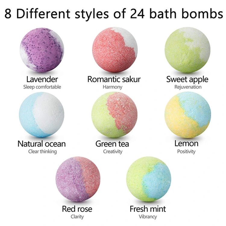 Advanced 24 Handmade Natural &amp; Organic Bath Bombas Juego de regalo Con aceite esencial