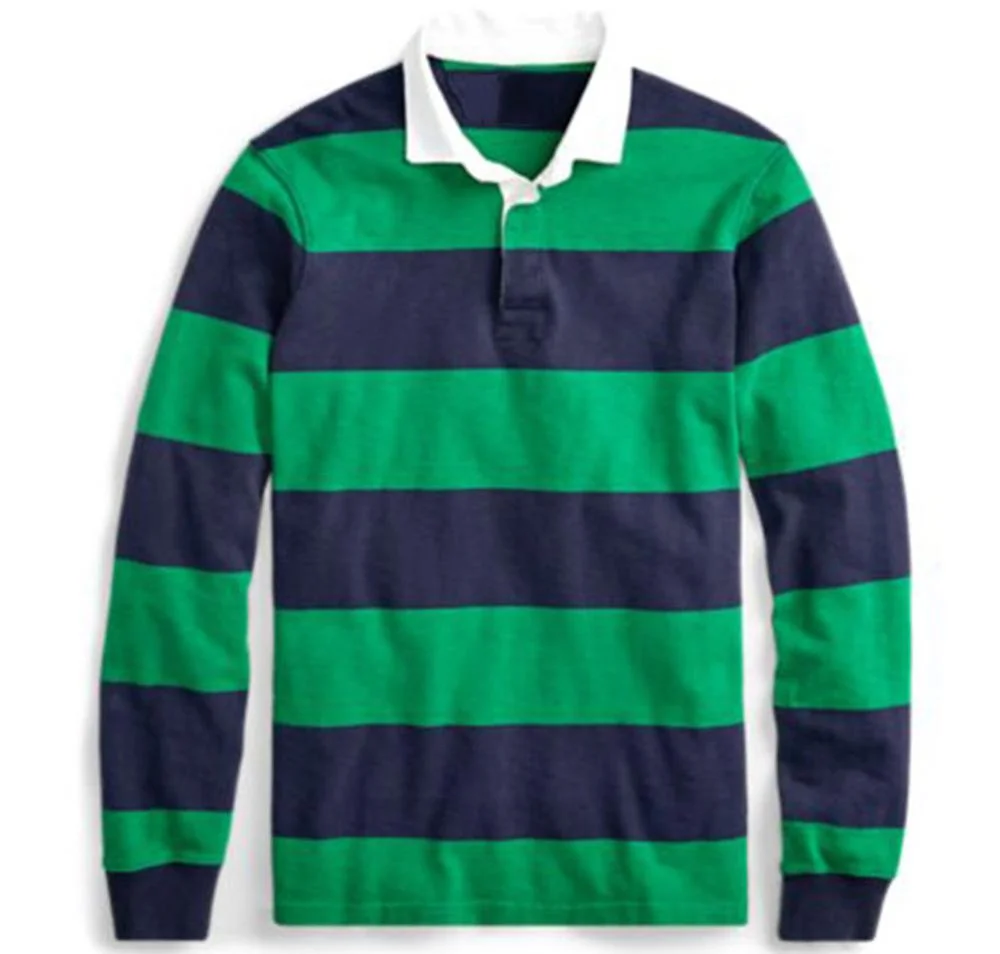 Custom Long Sleeve Striped Cotton Rugby Shirt Knitted Rugby Jersey