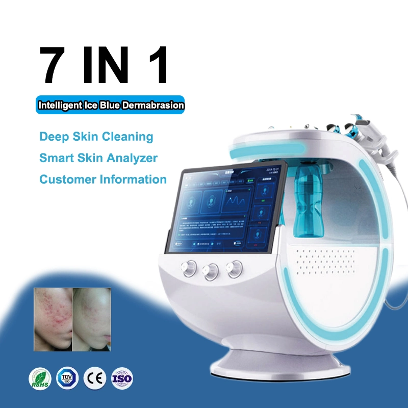 Multifunctional 7 in 1 Smart Ice Blue Oxygen Deep Cleaning Aqua Skin Dermabrasion Hydrofacials Oxygen Hydra Machine