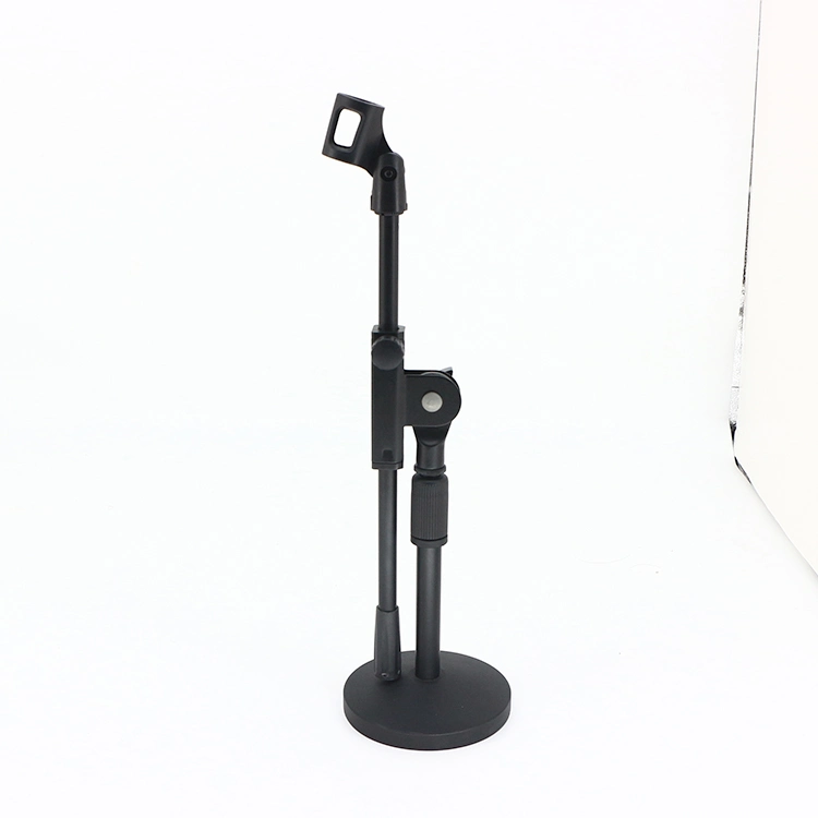 Factory Custom Round Base Metal Black Microphone Clip Desktop Wire Table Mic Stand