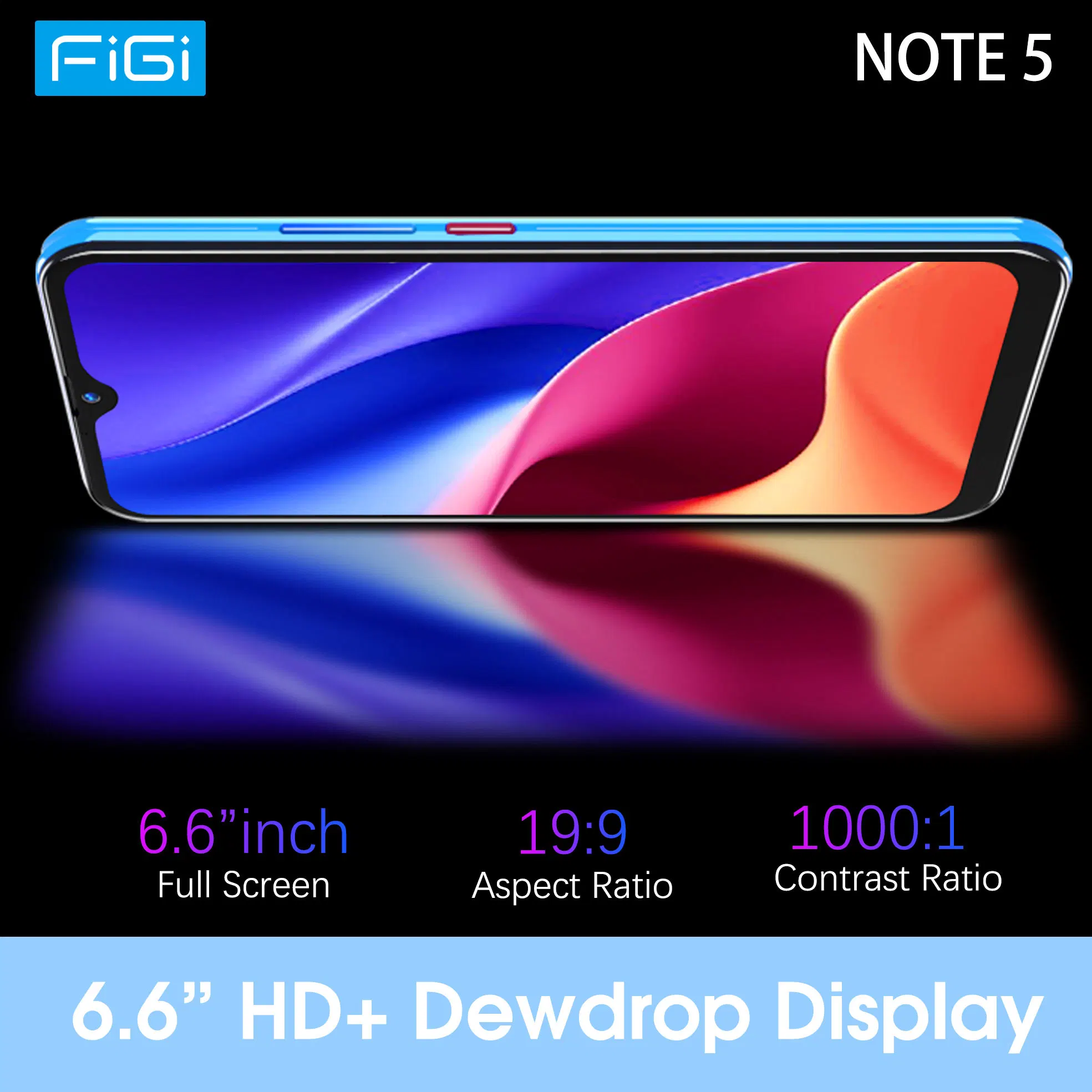 Figi Note 5 Cell Phones 4GB 64G Smartphone Android Octa-Core 6.6 Inch HD+ Displays 4500mAh 13MP Cameras Mobile Phones