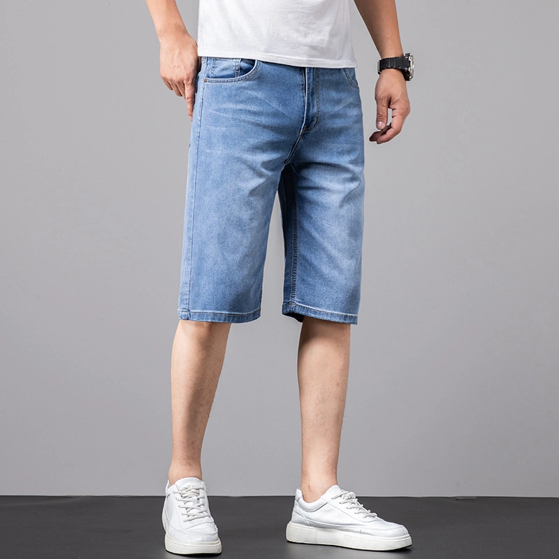 OEM denim shorts Hombre de estrecha franja de cinco puntos de los hombres pantalones cortos