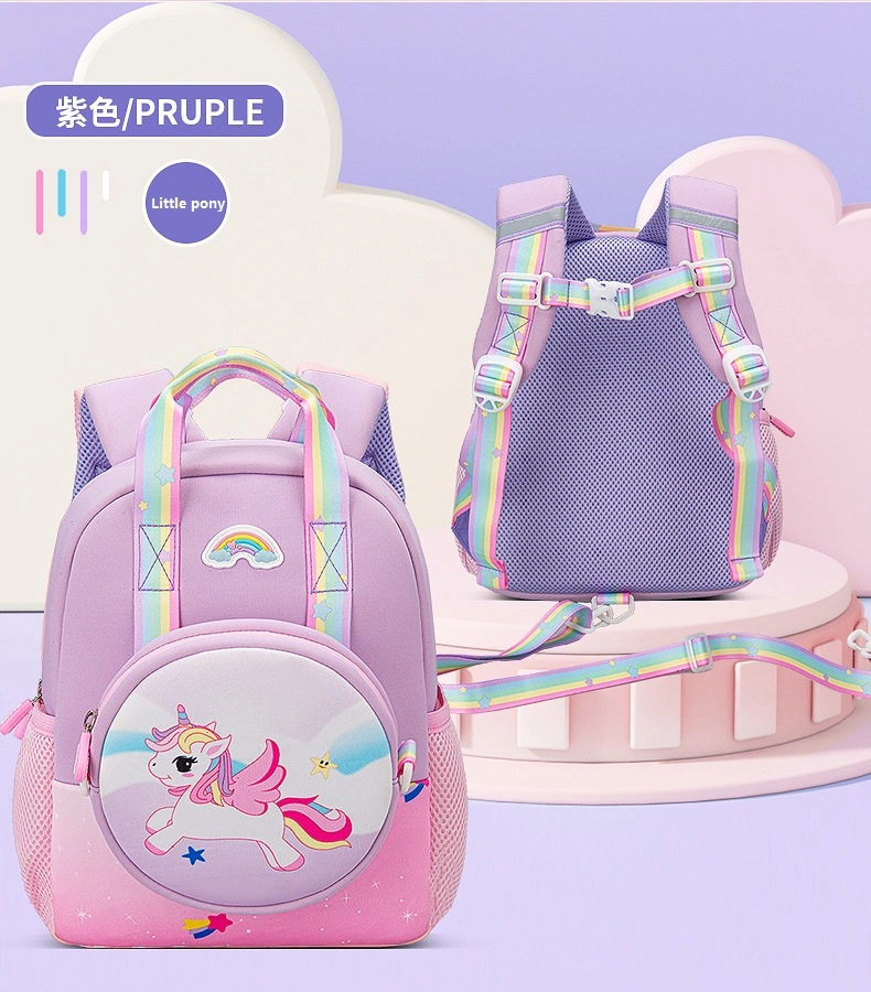 Factory Wholesale a Set of Backpack with Chest Bag Kid Bag Cute Unicorn Children School Bag