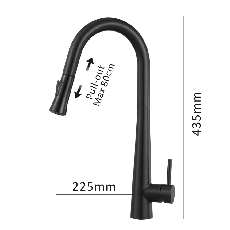 304 Stainless Steel Kitchen Bathroom Toilet Basin Water Hand Shower Bath Shower Sink Mixer Black Faucet Tap