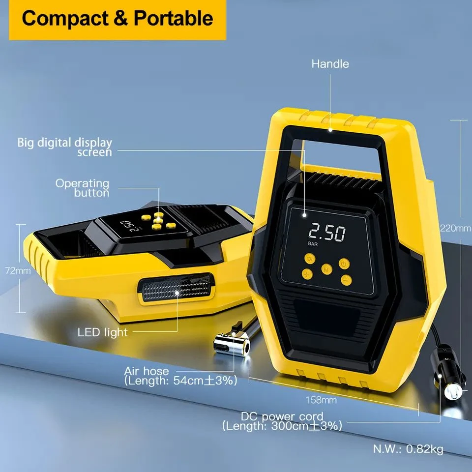 12V DC Mini portátil de mão Visor Digital Eléctrico Smart insuflador de pneus de bicicletas Carro Digital Compressor de Ar para Car 3672