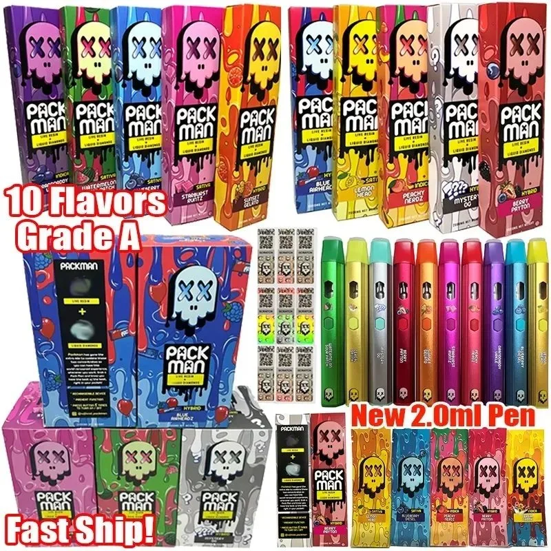 Nouveau Pack Man stylo Vape jetable rechargeable E cigarettes Live Résine 2 ml 10 arômes disponibles