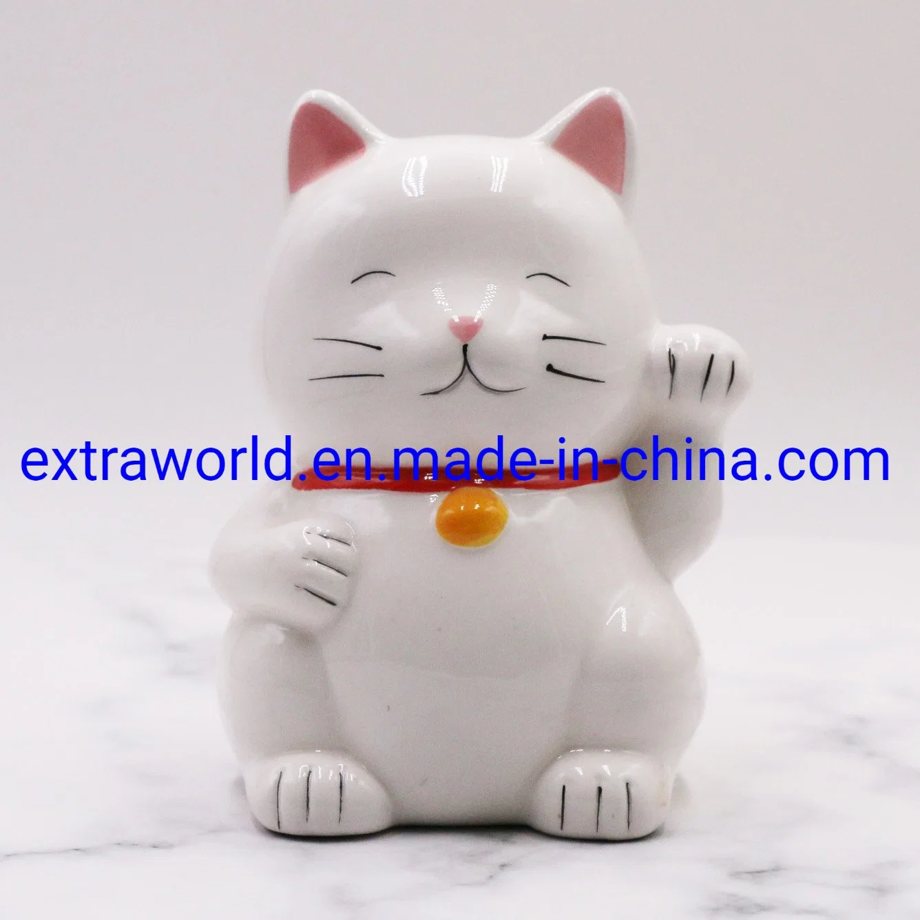 Home Decoration Handmade Cat Shape Ceramic Money Box for Kids Gift