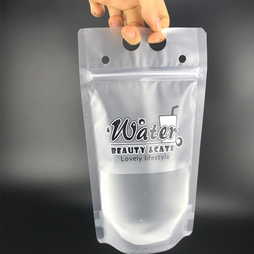 250ml 350ml 500ml 750ml 1lcustom Logo lebensmitteltauglicher Plastikbeutel Beutel Matte Printing Stand up Saft Getränk Ziplock Verpackung Tasche Mit Strohhalm