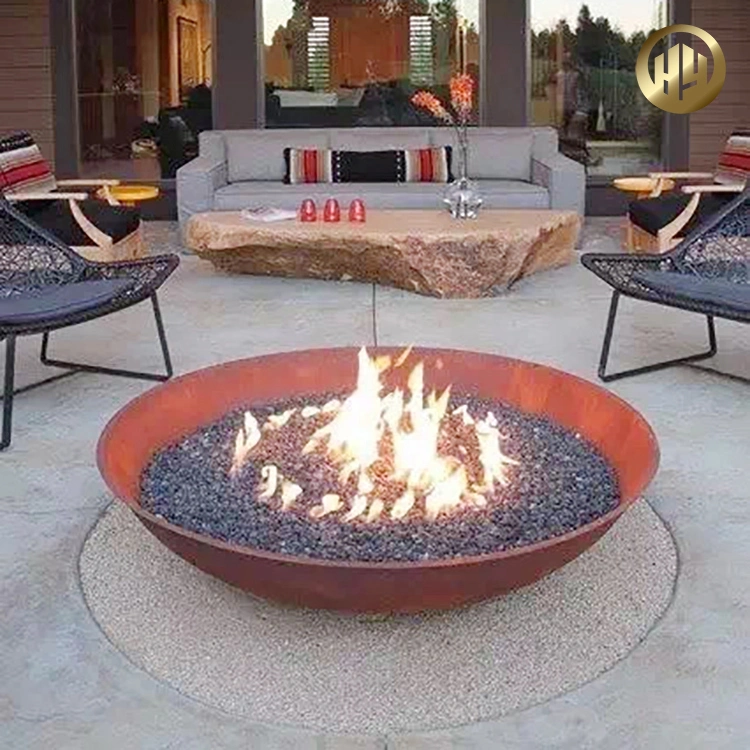 Rusty rondes en acier Corten forme décoration de jardin chauffage Fire Pit de métal