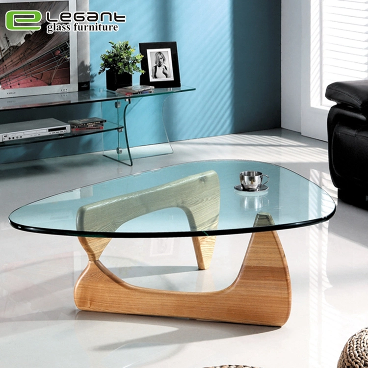 Oval Glass Tea Table with Iron Base