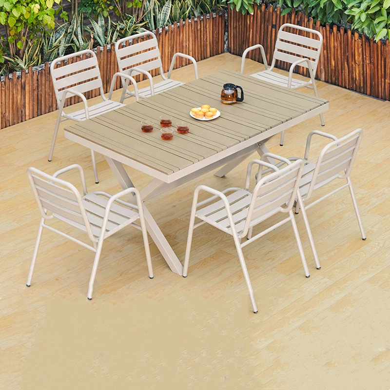 Kunststoff WPC Stuhl mit Tisch für Outdoor Aluminium Essmöbel