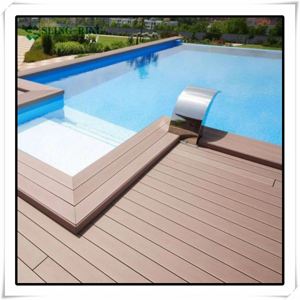 Outdoor Wood Grain Deep 3D Embossing Wood Plastic Composite WPC Deck Tiles