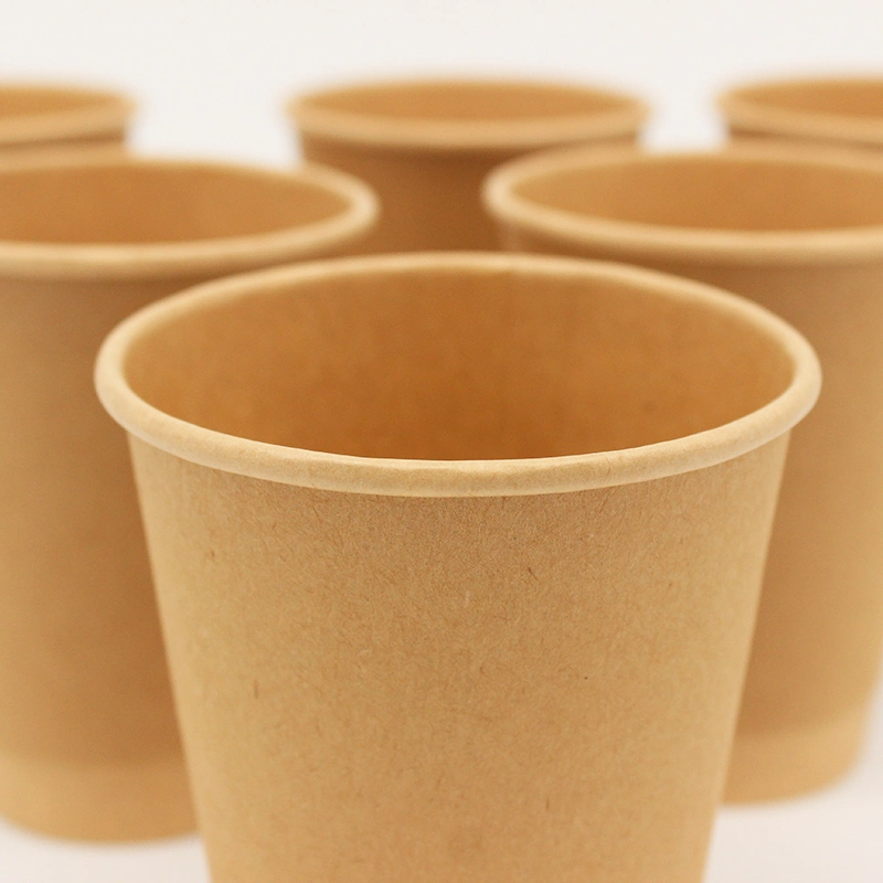 8oz 12oz 16oz Disposable Customized Logo Printing Hollow Double Wall Kraft Paper Coffee Cups with Lid