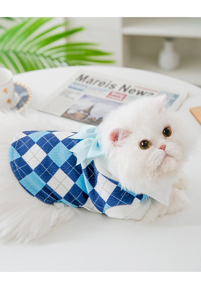 College Style Couple Costumes Autumn Kittens Checkered Skirt Cat Clothes