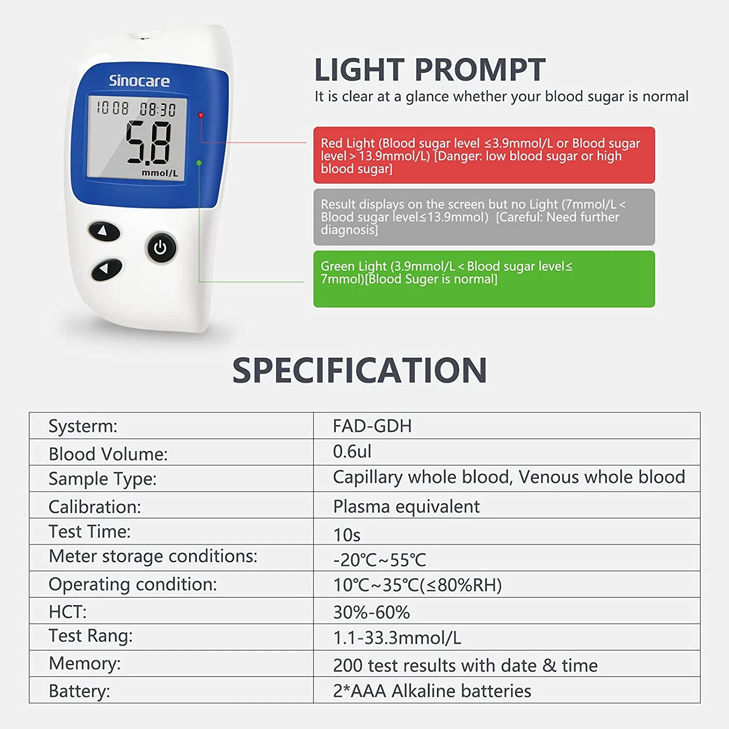 Sinocare Superb Grade Bulk Supply Zertifizierter Blutzuckermessgerät Test Streifen