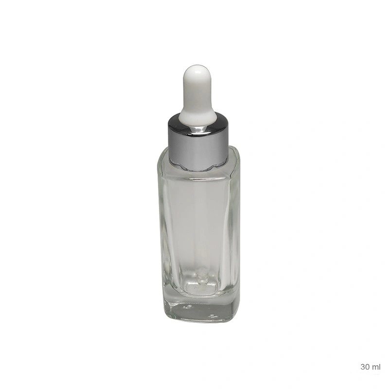 30ml Heavy Glass Bottle with Aluminum Collar Silicone Dropper