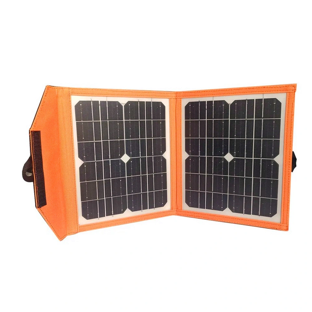 10W 2 Panel solar plegable de 5 voltios de salida del regulador de voltaje USB Cargador solar portátil Bolsa para móvil