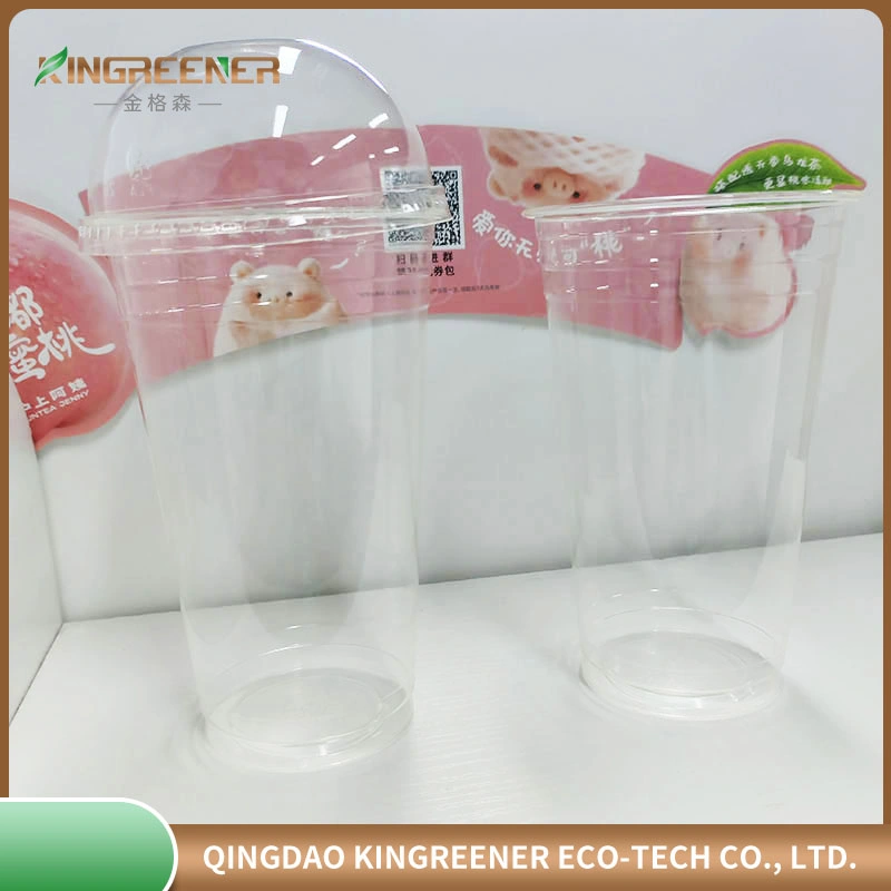 Forma U impressa personalizada transparente biodegradável plástico descartável Tea Copos descartáveis de PP para PET PLA