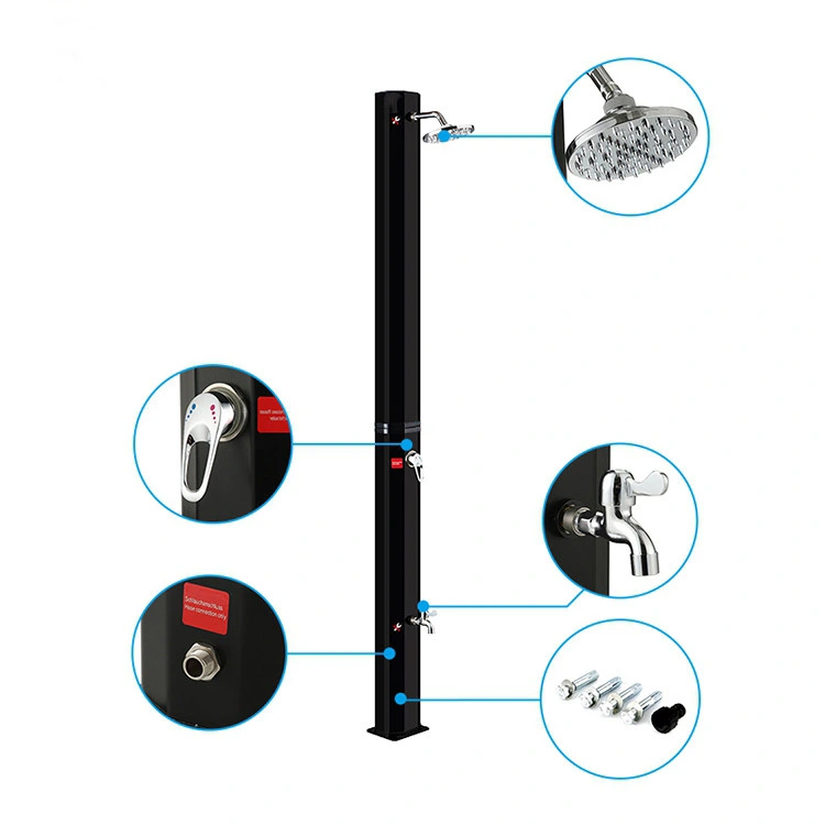 دش خارجي مزود بالطاقة الشمسية، حوض استحمام شمسي