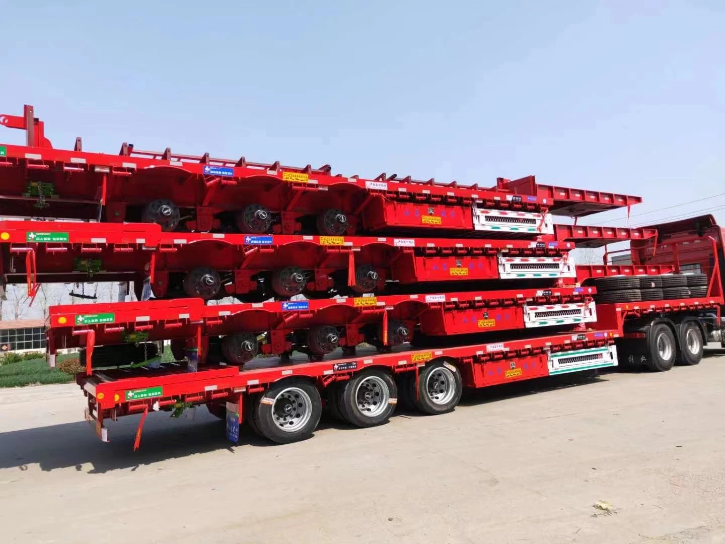 60 tonnes 40 pieds conteneur de bonne qualité châssis plat semi Remorque de camions