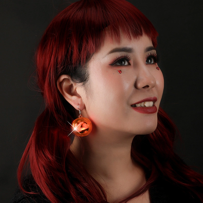 Pendientes de gota de calabaza Skull Ear de Halloween LED Pendientes