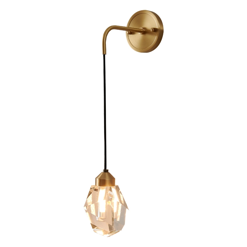 Iluminação Retro Luxo Masivel Crystal candeeiro de parede LED interior de Latão