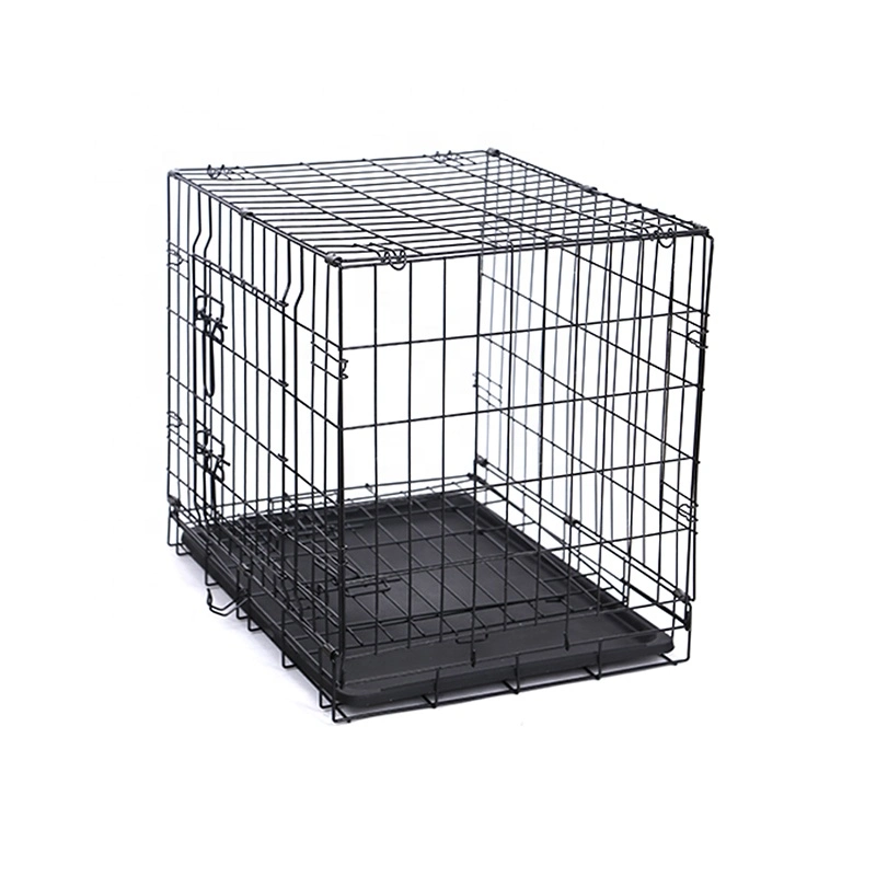 China Fabricante profesional de mascotas Crate 2 Puertas de mascotas plegable PVC Jaula de perro recubierta