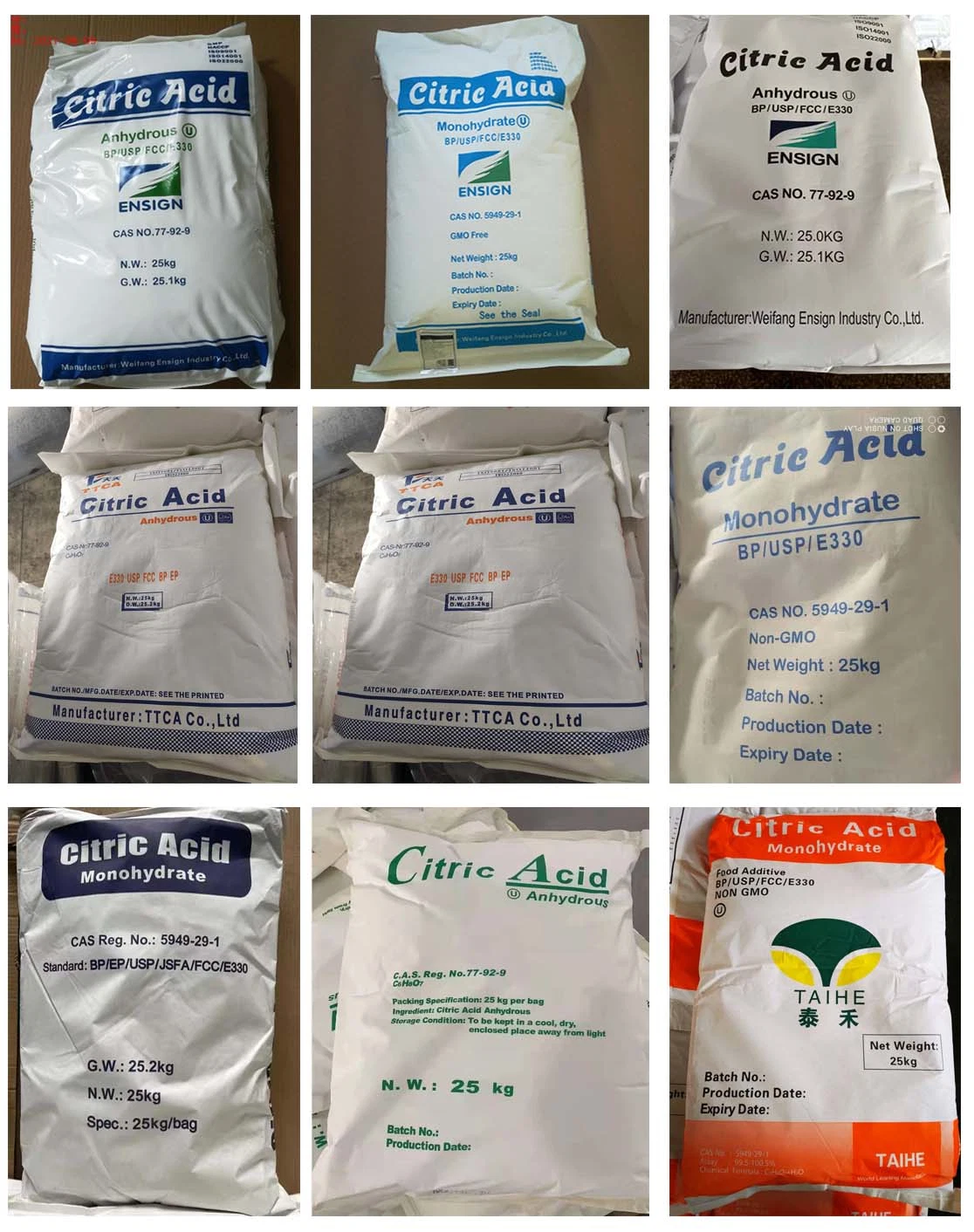 China Supply Bulk Cheap Food Grade Citric Acid Monohydrate