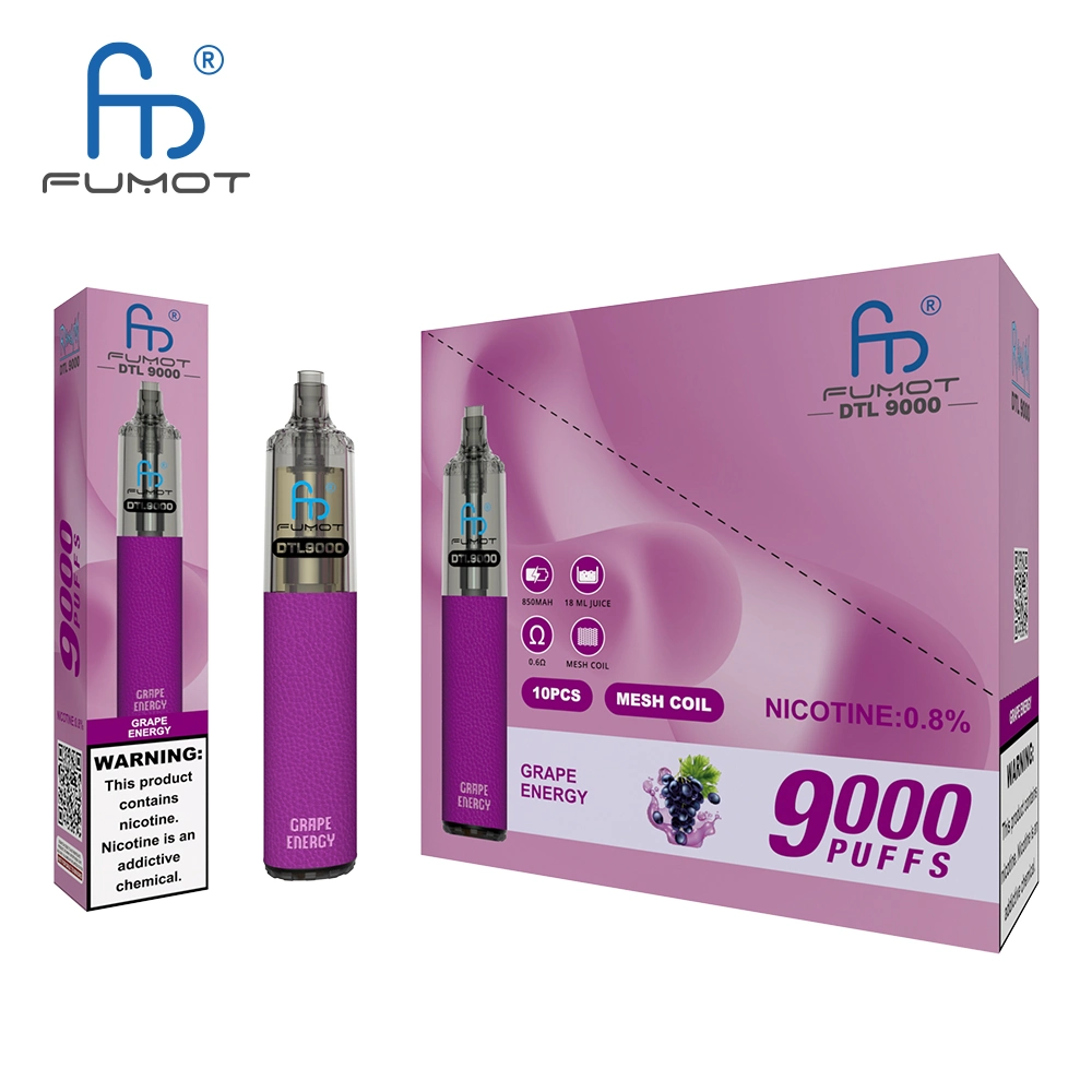 Sensation de confort Main &amp; Smooth directement à la lumière RVB Vaping pulmonaire Randm bouffée Dtl 9000 jetables