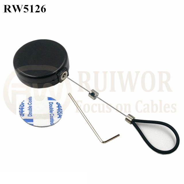 RW5126 Round Mini Anti Lost Recoiler Plus Adjustable Stainless Steel Wire Loop Coated Silicone Hose