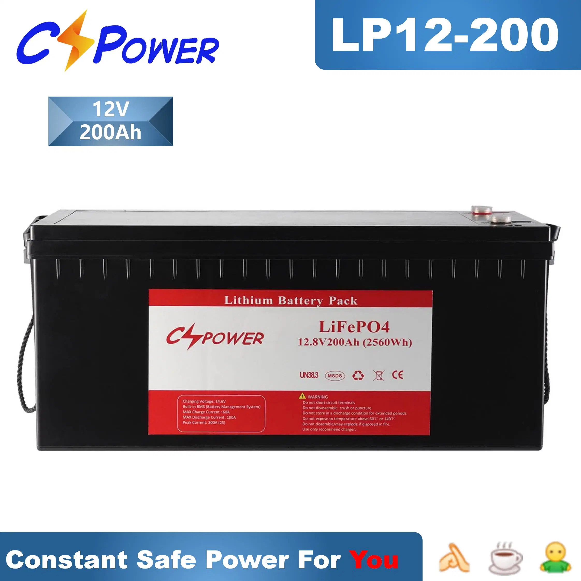 Cspower 12V100ah Lithium Iron LiFePO4 Batterie mit BMS SLA ersetzen
