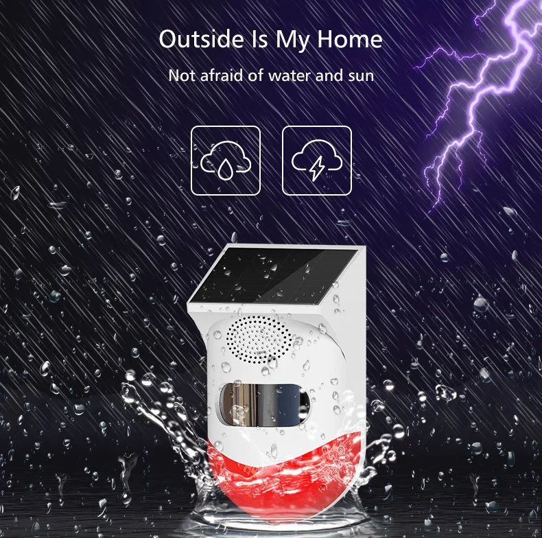 WiFi Wireless Security Product with Solar Panel Powered Burglar Alarm Motion Detector Infrared PIR Sensor for Home Smart Control System by Mobile Tuya Remote