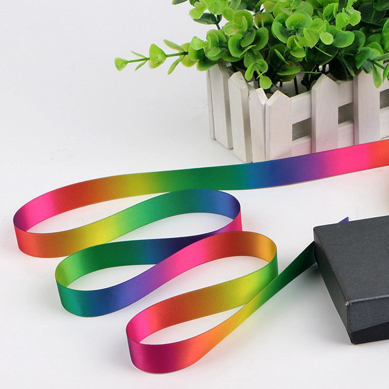 Customized Gift Packing Decoration Double Face and Single Face Rainbow Ribbon