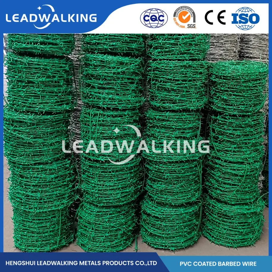 Leadwalking 50kg Alambre de púas de fabricación de rollos de alambre de púas galvanizado Custom/barata el alambre de púas China 50m de longitud del rollo caliente la venta de recubrimiento de PVC de 150 metros de alambre de púas