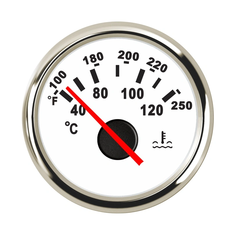 White & Chrome 2" Electronic Water/Oil Temperature Gauge