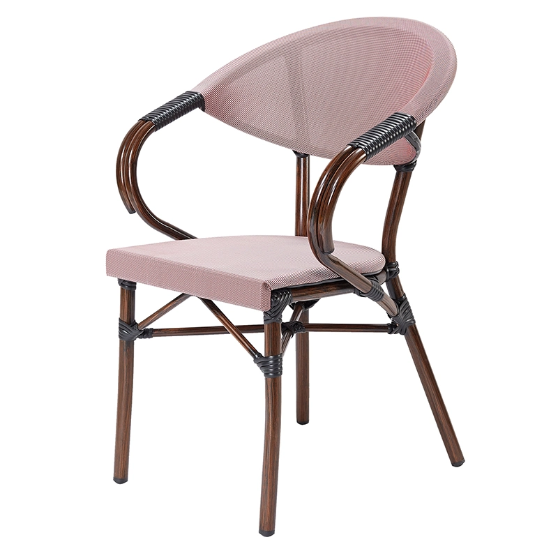 Chaise de restaurant en rotin en aluminium pour jardin de bistrot français