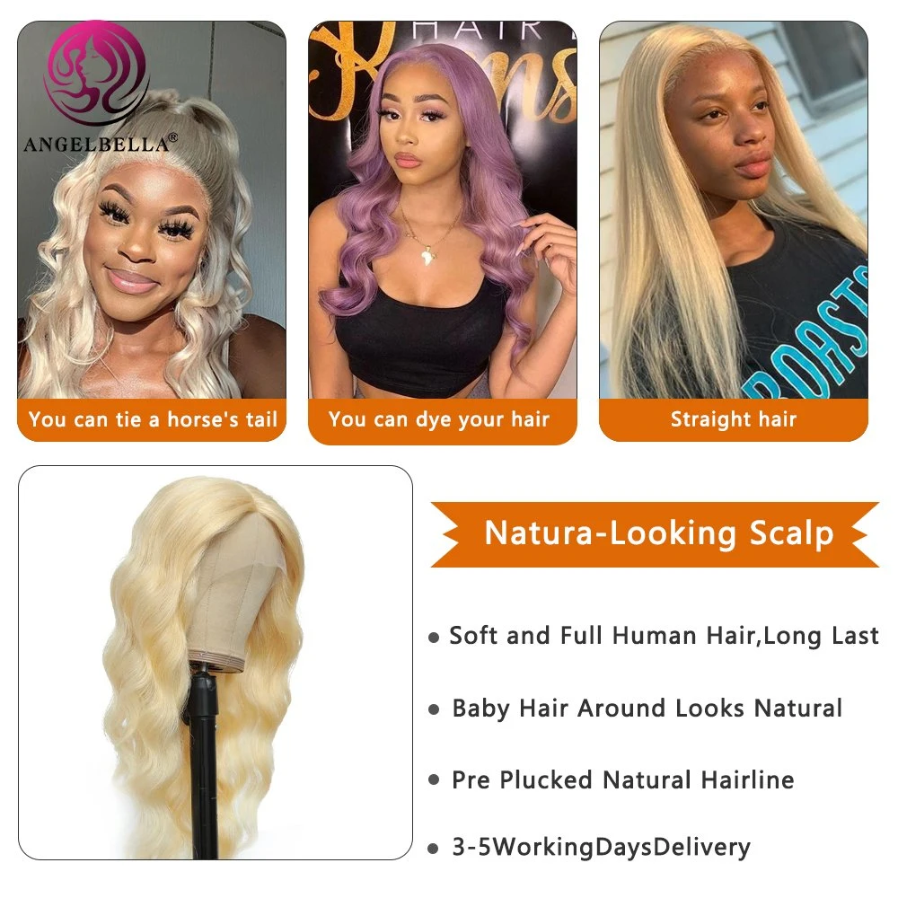 Original Factory Human Hair Wig 180 Density Raw Indian 100% Virgin 613 Blonde Color Straight T Part HD Transparent Lace Frontal Wigs