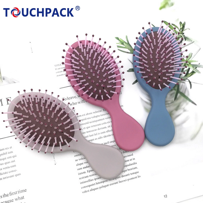 Hot Sale Rubber Handle Plastic Cushion Detangling Wet and Dry Hair Brush