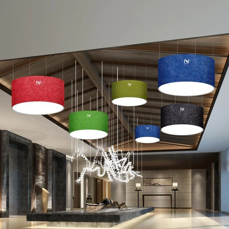 Round Acoustic Ceiling Interior Lighting Fixtures LED Drum Pendant Light