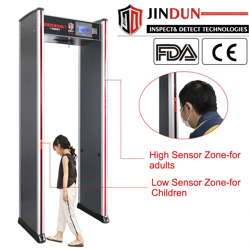 La función de detección de metales escáner automático de temperatura del cuerpo de la puerta de caminar a través de