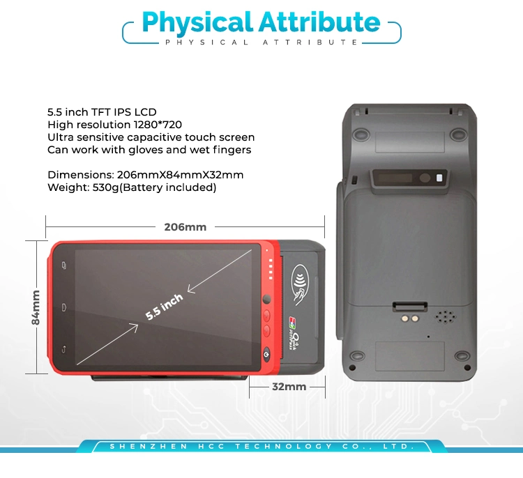 4G Finger Print Scanner EMV PCI Android POS Terminal with Touch Screen (HCC-Z100)